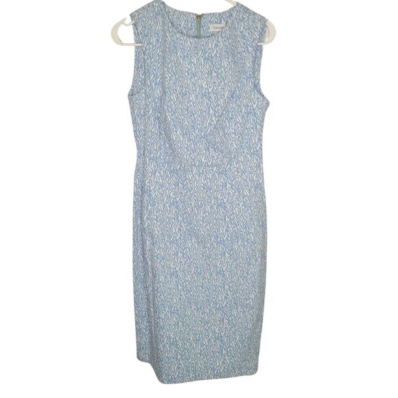 NWT Calvin Klein Blue and White Pencil Dress Size 6 - Picture 1 of 4